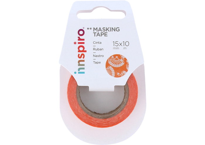 Innspiro Cinta masking tape Washi abanico naranja Serie Floral 15mm x 10m