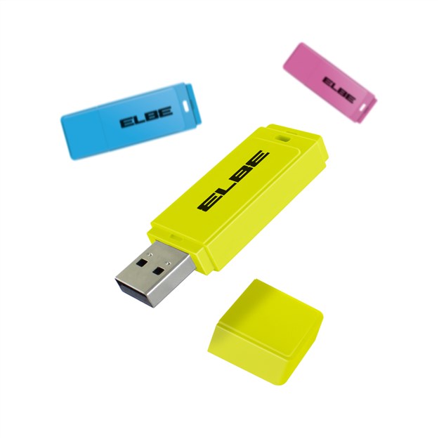 Elbe USB-332 Pack de 3 Pendrives 32GB USB 2.0 - Azul, Amarillo, Rosa