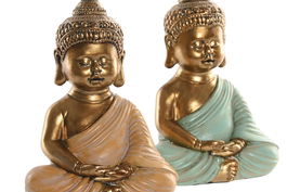 DKD Home Decor Figura Oriental Resina Rosa Verde 6 x 13 x 9 cm