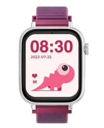 Savefamily Smartwatch con caja blanca y correa de tejido raspberry