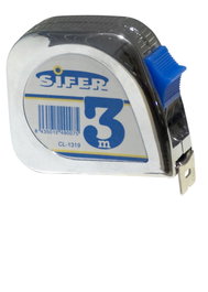 SIFER Flexómetro Cromo 8m x 25mm con freno y clip