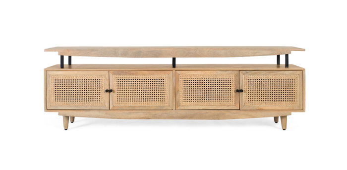 GINER Y COLOMER Mueble de TV en madera de mango con 4 puertas de rejilla GINER Y COLOMER Mueble de TV en madera de mango con 4 puertas de rejilla