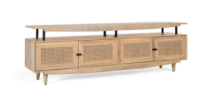 GINER Y COLOMER Mueble de TV en madera de mango con 4 puertas de rejilla GINER Y COLOMER Mueble de TV en madera de mango con 4 puertas de rejilla