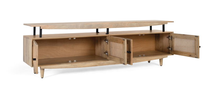GINER Y COLOMER Mueble de TV en madera de mango con 4 puertas de rejilla GINER Y COLOMER Mueble de TV en madera de mango con 4 puertas de rejilla
