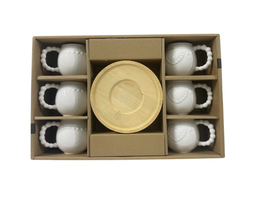 DKD Home Decor Set de Café Corazón de Porcelana Blanco, 6 Piezas