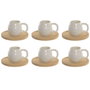 DKD Home Decor Set de Café Corazón de Porcelana Blanco, 6 Piezas