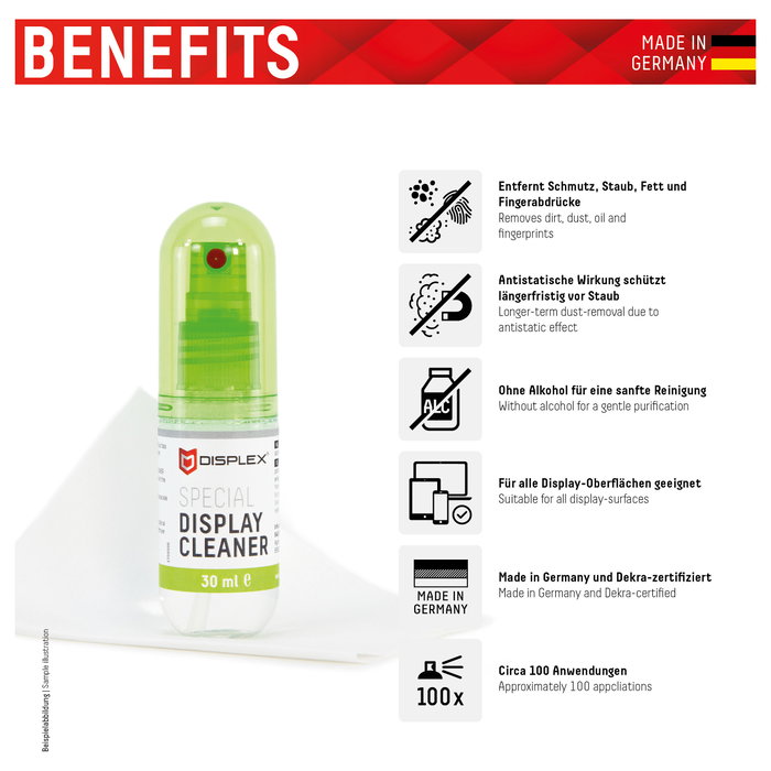 E.V.I Displex Special Display Cleaner con espray de 30 ml y microfibra E.V.I Displex Special Display Cleaner con espray de 30 ml y microfibra