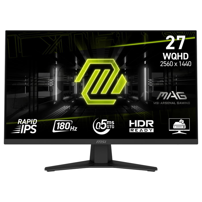 MSI Monitor Gaming MAG 274QRFDE 27" 68.6 cm QHD 2560x1440 Rapid IPS 180 Hz 0.5 ms HDR VESA Negro, Modelo: 9S6-3CE41H-010