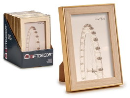 Giftdecor Portafoto Oro Color Madera 10x15 cm (Set de 24)