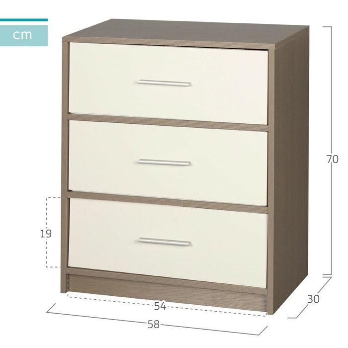 Color Baby Max Home Mesita de Noche con 3 Cajones 58x30x70 cm Color Baby Max Home Mesita de Noche con 3 Cajones 58x30x70 cm