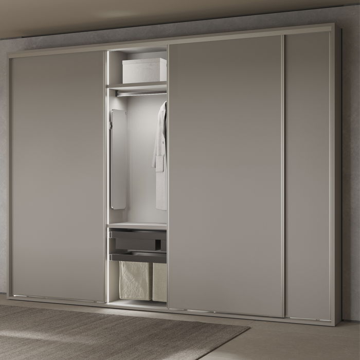 Emuca Espejo extraíble para interior de armario Quartz, con giro 180°, 1.000x300mm, Aluminio, vidrio y acero, Titanio