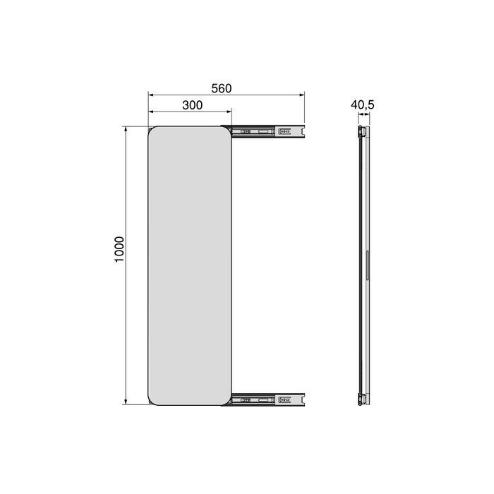 Emuca Espejo extraíble para interior de armario Quartz, con giro 180°, 1.000x300mm, Aluminio, vidrio y acero, Titanio