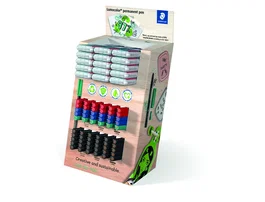 STAEDTLER Lumocolor Expositor de 60 Rotuladores Permanentes Surtidos con Puntas de Fibra