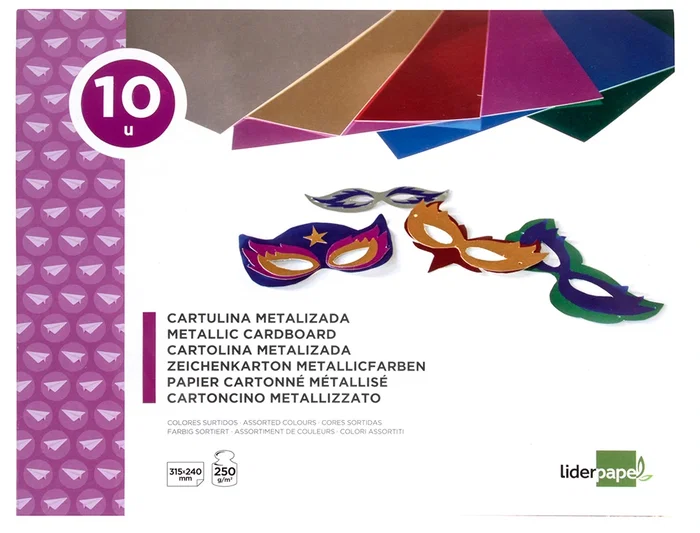 Liderpapel Bloc trabajos manuales cartulina metalizada 240x315mm 10 hojas colores surtidos Liderpapel Bloc trabajos manuales cartulina metalizada 240x315mm 10 hojas colores surtidos