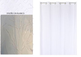 DKD Home Decor Cortina de Poliéster Blanca 140x260 cm con 8 Anillas