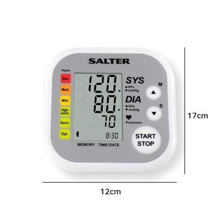TENSIOMETRO DE BRAZO SALTER BPA-9201-EU - PRESIÓN / PULSO - MEDICIÓN HIPERTENSIÓN / INDICADOR ARRITMIA - 60 MEMORIAS PARA 2 USUARIOS + 1 INVITADO