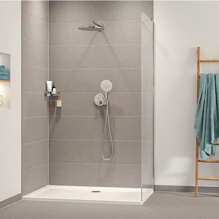 Grohe 34877000 Conjunto de Ducha Empotrado con Mezclador Termostático y Todo Tipo de Chorros - Gris