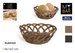 Inde Cesta para Pan Oval de Rattan PP 18 x 13 x 8.2 cm (24 Unidades)