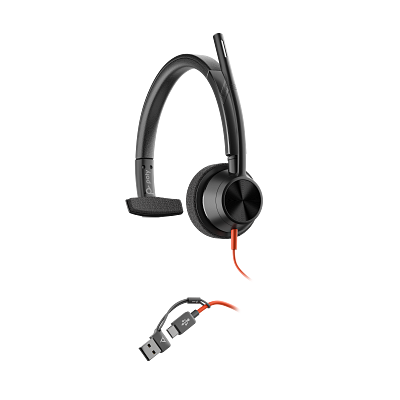 Poly Blackwire 3310 Monaural USB-C con Adaptador USB-C/A