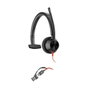 Poly Blackwire 3310 Monaural USB-C con Adaptador USB-C/A, Negro