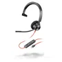HP Blackwire 3310 Auriculares Monoaurales USB-C con Adaptador USB-C/A, Negro
