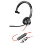 HP Poly Auriculares Mono Blackwire C3310 USB-C/A Negro, Incluye Adaptador, Compatible con Windows, Mac, Android, iOS, 103 g