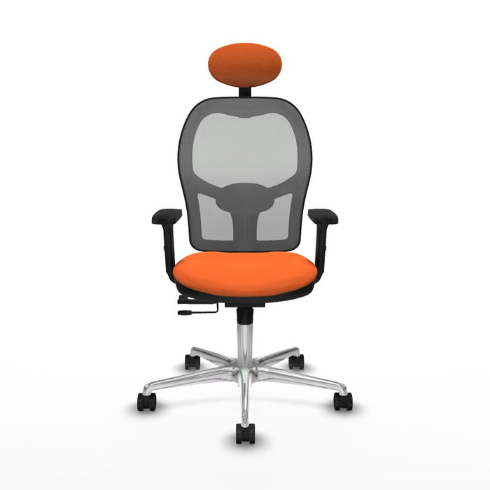 PIQUERAS Y CRESPO Silla de oficina Jorquera con mecanismo Sincro/Traslack, Tela Naranja y Malla Gris PIQUERAS Y CRESPO Silla de oficina Jorquera con mecanismo Sincro/Traslack, Tela Naranja y Malla Gris