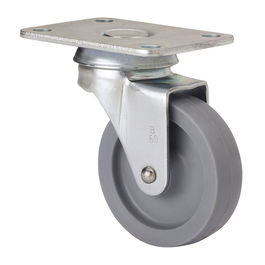 Ruedas Alex Rueda giratoria gris con placa y eje liso, carga máx. 15 kg, Ø 3 cm