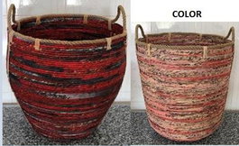 DKD Home Decor Set de 3 Cestas de Ratán Melocotón 52x52x58 cm