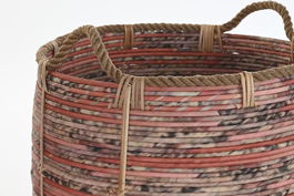 DKD Home Decor Cesta Boho Melocotón Natural Ratan Set de 3 Piezas 52 x 58 x 52 cm