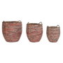 DKD Home Decor Set de 3 Cestas de Ratán Melocotón 52x52x58 cm