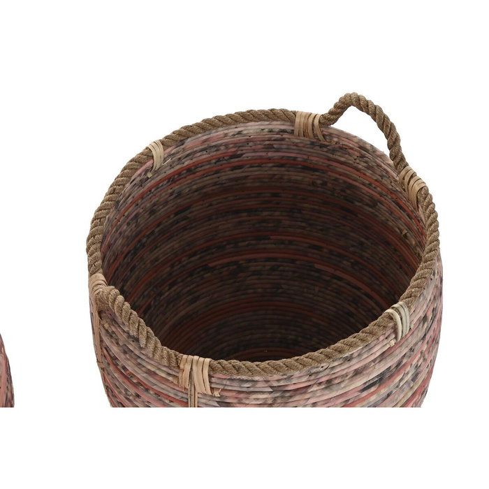 DKD Home Decor Set de 3 Cestas de Ratán Melocotón 52x52x58 cm
