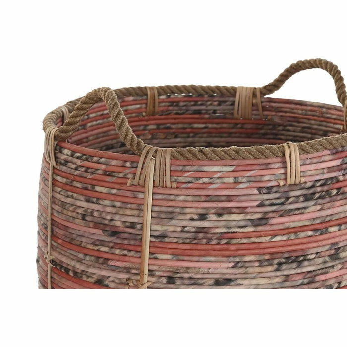 DKD Home Decor Set de 3 Cestas de Ratán Melocotón 52x52x58 cm