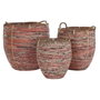 DKD Home Decor Set de 3 Cestas de Ratán Melocotón 52x52x58 cm