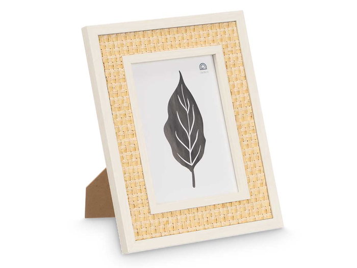 Giftdecor Portafotos Cuerda Madera Blanco Natural 13 x 18 cm (Set de 12)
