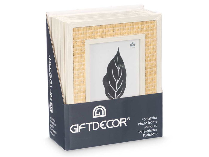 Giftdecor Portafotos Cuerda Madera Blanco Natural 13 x 18 cm (Set de 12)