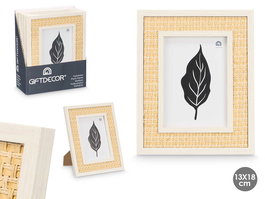 Giftdecor Portafotos Cuerda Madera Blanco Natural 13 x 18 cm (Set de 12)