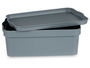Kipit Caja de Plástico con Tapa, 6 Litros, Color Gris, 21.5 x 11 x 32 cm (Ancho x Alto x Largo) (Set de 12)
