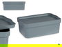 Kipit Caja de Plástico con Tapa, 6 Litros, Color Gris, 21.5 x 11 x 32 cm (Ancho x Alto x Largo) (Set de 12)