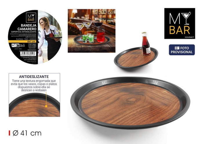 Inde Bandeja Camarero Antideslizante Wood, Rectangular para Bar, 41 cm de Largo, 40.9 cm de Ancho, Madera (12 Unidades) Inde Bandeja Camarero Antideslizante Wood, Rectangular para Bar, 41 cm de Largo, 40.9 cm de Ancho, Madera (12 Unidades)