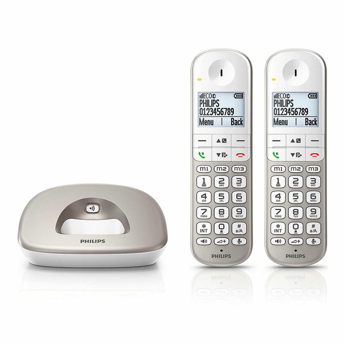 PHILIPS Teléfono duo inalámbrico XL4902S Blanco y gris PHILIPS Teléfono duo inalámbrico XL4902S Blanco y gris