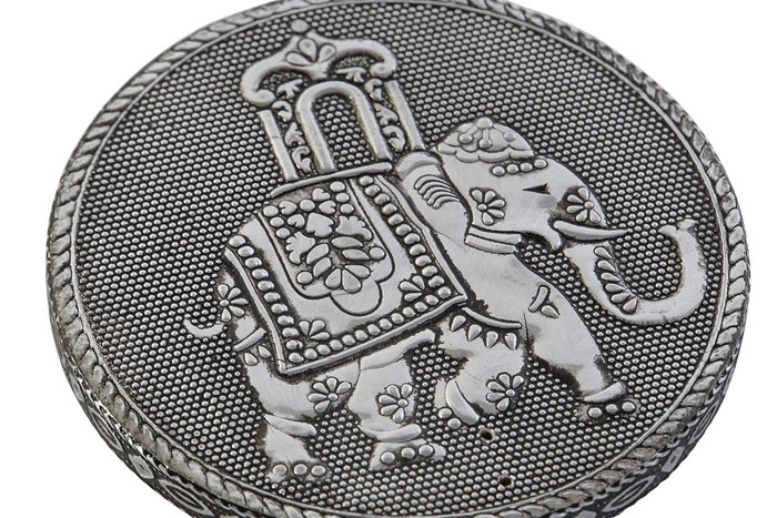 DKD Home Decor Soporte Incienso Indio Madera Aluminio Plateado Elefante 12 Unidades 9.5 x 1.2 x 9.5 cm