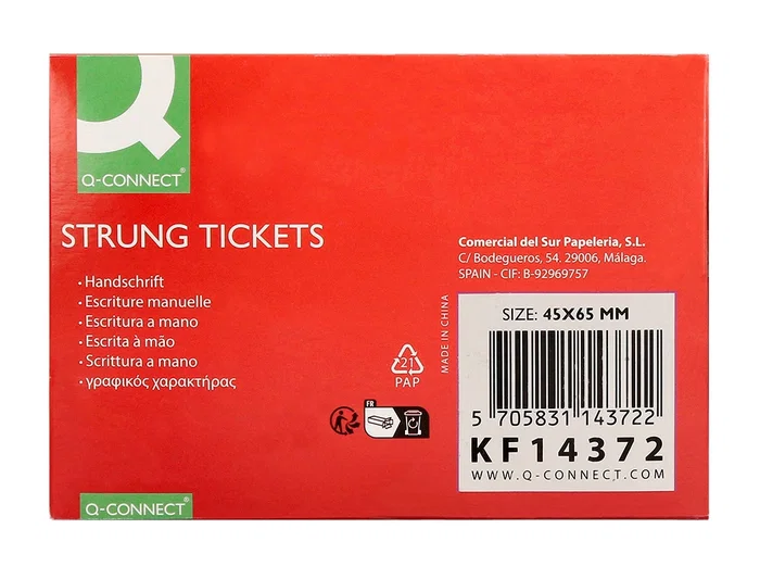 Q-connect Etiquetas Colgantes 45x65 mm Caja de 400 Unidades