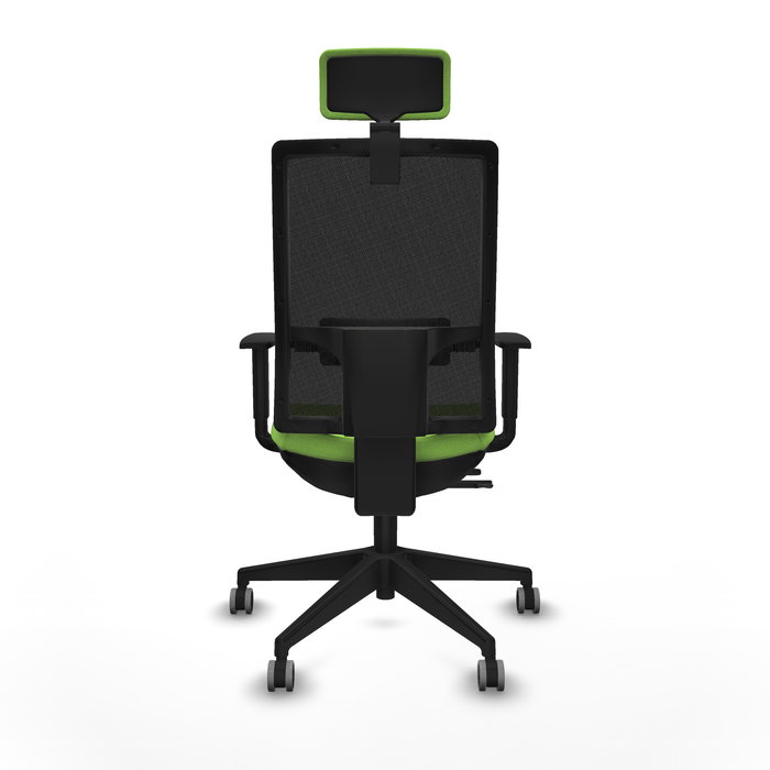 Silla de oficina Horna con mecanismo Sincro/Traslack tapizada con Tela color Pistacho y malla color Negro. Equipada con lumbar 1D, Brazos 1D, Cabecero 2D y Ruedas 65 mm parqué Silla de oficina Horna con mecanismo Sincro/Traslack tapizada con Tela color Pistacho y malla color Negro. Equipada con lumbar 1D, Brazos 1D, Cabecero 2D y Ruedas 65 mm parqué