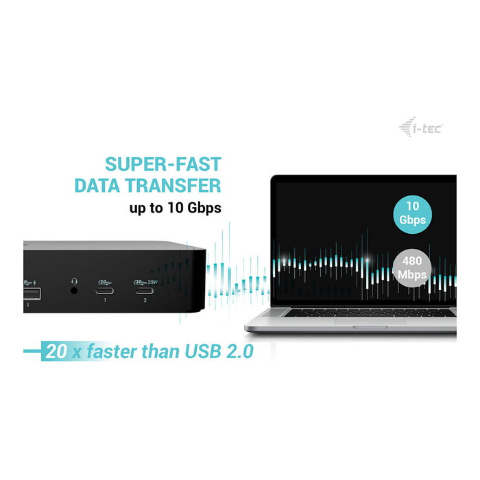 I-tec Docking Station Universal Intelligent Dual Display 13 en 1 con Power Delivery 100W Negro
