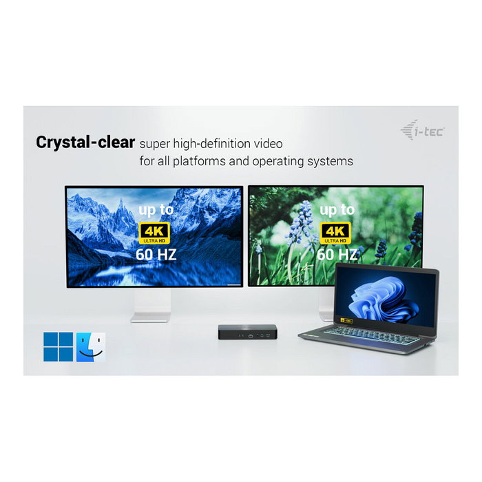 I-tec Docking Station Universal Intelligent Dual Display 13 en 1 con Power Delivery 100W Negro