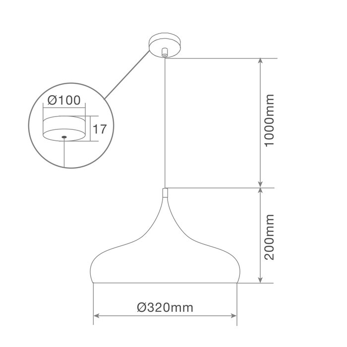 GSC Evolution Lámpara de techo colgante Serie Nola E27 Ø320mm Blanco