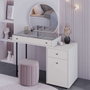 Hanah Home Tmu-713-Vv-1 Mesa de Maquillaje Visón con Estanterías, 67x181x30 cm