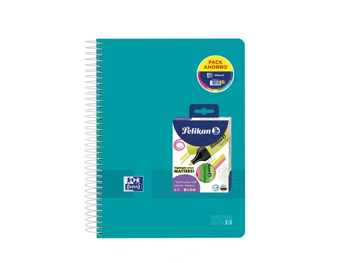 Oxford Pack Europeanbook 8 Live&Go A4+ Cuaderno Espiral y 4 Resaltadores Neón