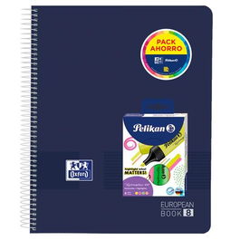 Oxford Cuaderno Espiral EBK8 Europeanbook 8 Tapa Polipropileno Live&go Din A4+ 120h Cuadro 5 Mm Pack 4 Rotuladores